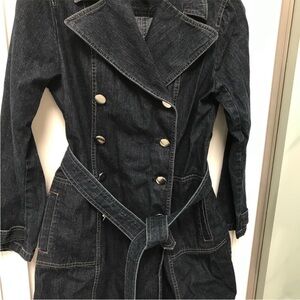 Denim trench coat jacket